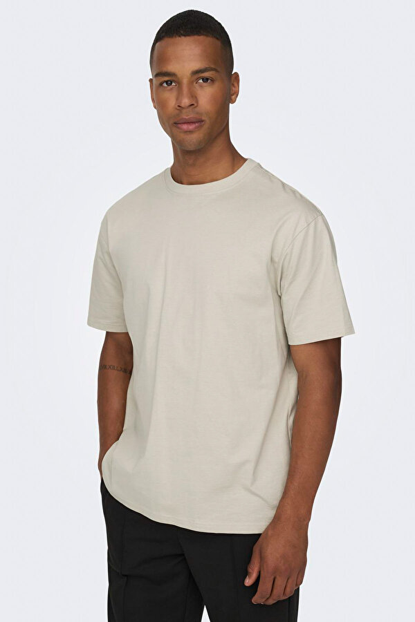 ONSFRED LIFE RLX SS TEE N Kahverengi Erkek Kısa Kol T-Shirt
