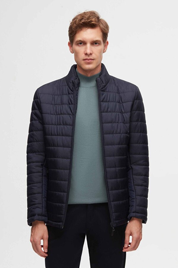 Ds Damat Slim Fit Lacivert Rüzgar Geçirmez Elyaf Dolgulu Şişme Mont