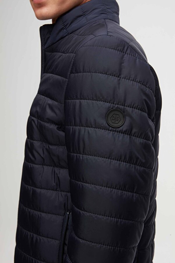 Ds Damat Slim Fit Lacivert Rüzgar Geçirmez Elyaf Dolgulu Şişme Mont