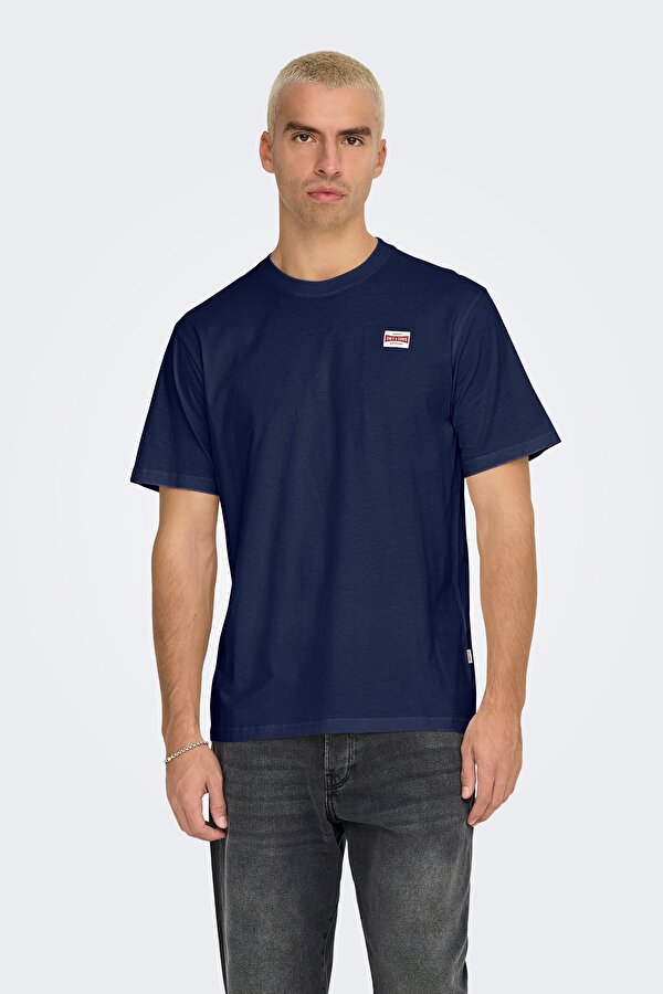 Only & Sons Erkek Onsdawson Regular Fit Kısa Kollu %100 Pamuk T-Shirt 22033190 Lacivert