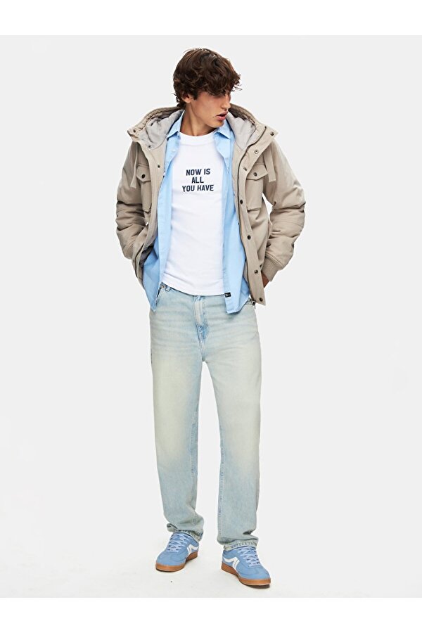 Kapüşonlu Düz Gri Mont