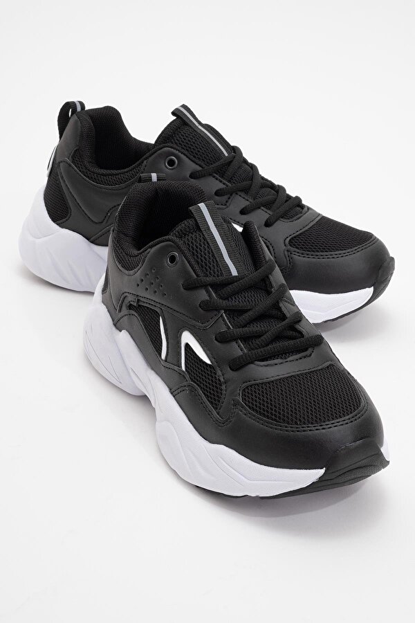 Kadın Bağcıklı Spor Ayakkabı SİYAH BEYAZ