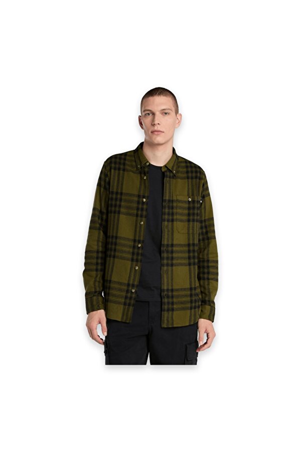 Tb0A6V4X Midweight Flannel Check Gömlek Haki Erkek Gömlek