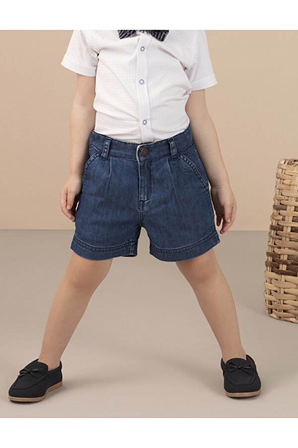 Pileli Erkek Çocuk Denim Şort
