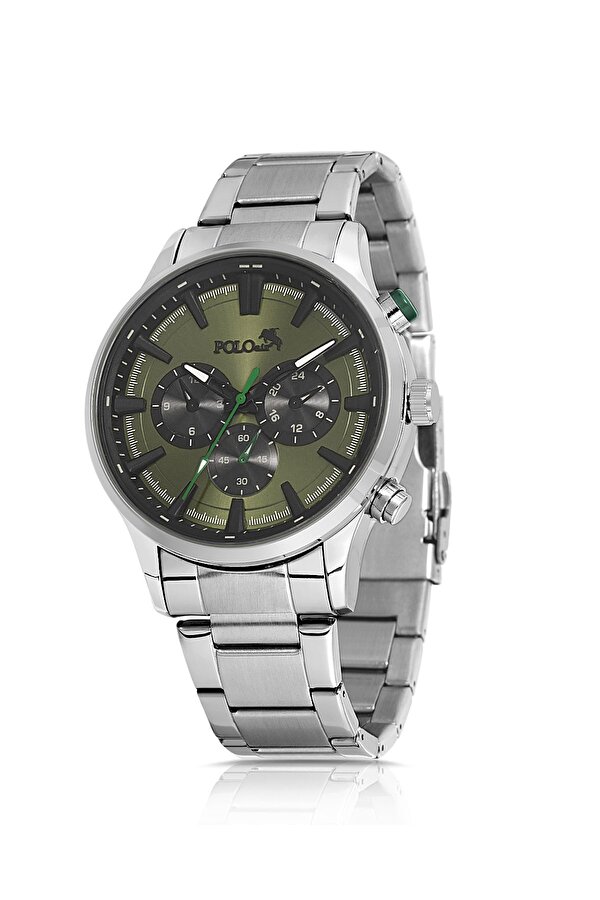 Klasik Metal Erkek Kol Saati Gümüş Yeşil Renk PL-0975E3x