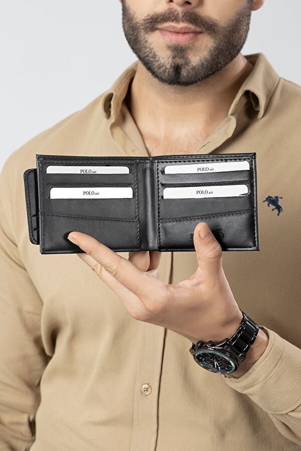Erkek Set Kombin Kemer Cüzdan Kartlık Çakmak Kol Saati Hediyelik Kutusunda Siyah Set PL-0974E7