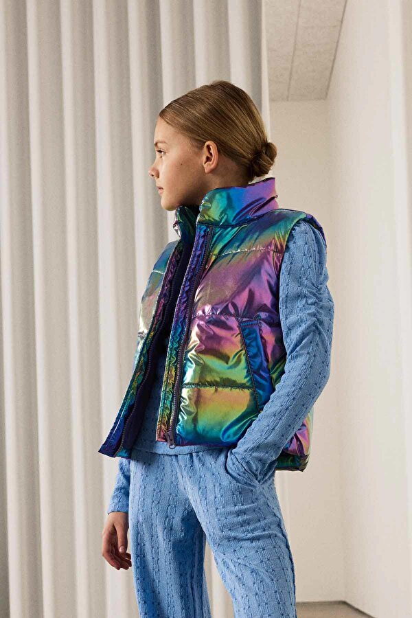 NMFMOLINA VEST SHINY Mor Kız Çocuk Yelek