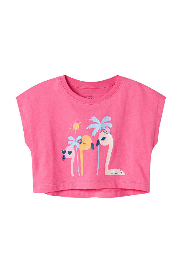 NMFVILMA CAPSL CROP TOP Pembe Kız Çocuk Kısa Kol T-Shirt