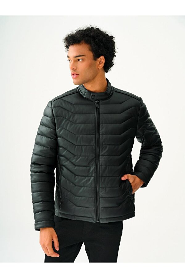 Erkek Black Deri Mont LF2033756
