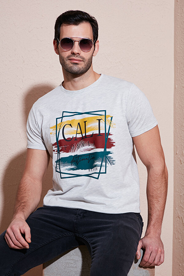 Erkek T Shirt 541CALIFORNIA24 AÇIK MELANJ