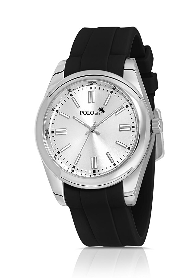 Silikon Kordon Spor Erkek Kol Saati Siyah Gümüş Renk PL-0948E3x