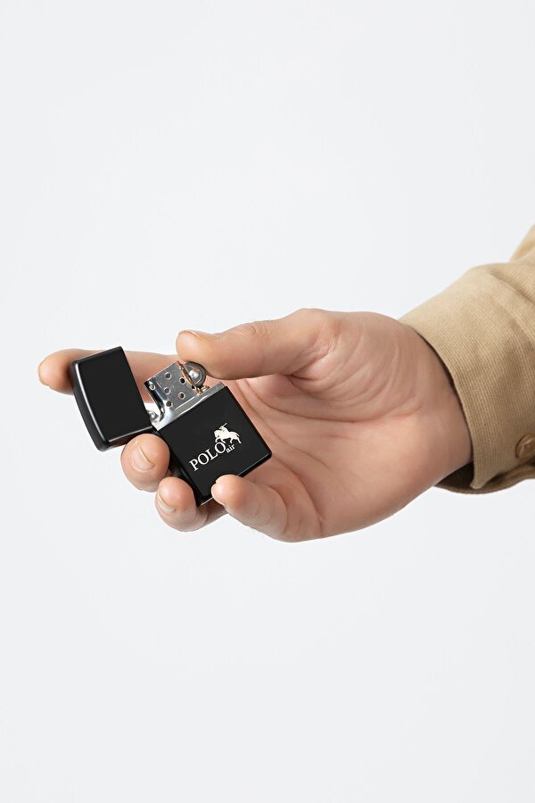 Erkek Set Kombin Kemer Cüzdan Kartlık Çakmak Kol Saati Hediyelik Kutusunda Siyah Set PL-0974E1