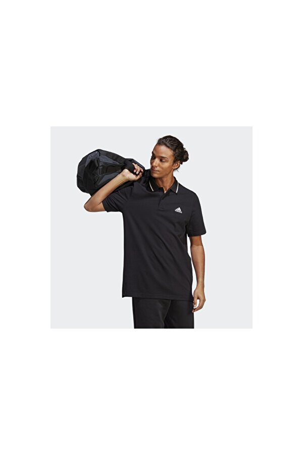 Small Logo Pique Erkek Siyah Polo Tişört (IC9314)