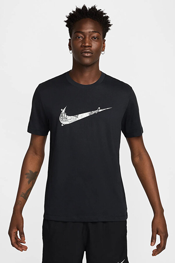 M NK DF TEE RUN ENERGY Siyah Erkek Kısa Kol T-Shirt