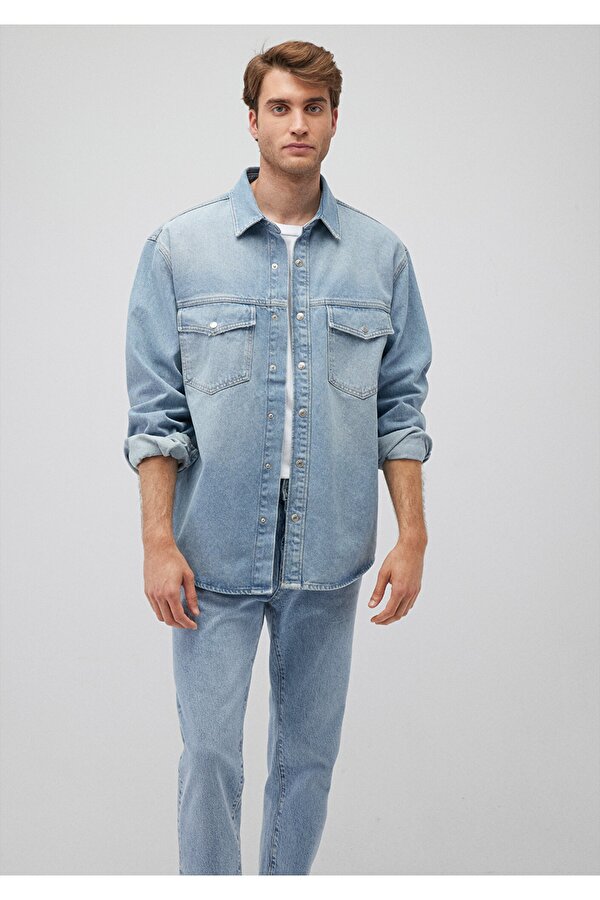 Ross 90lar Puslu Açık  Jean Gömlek