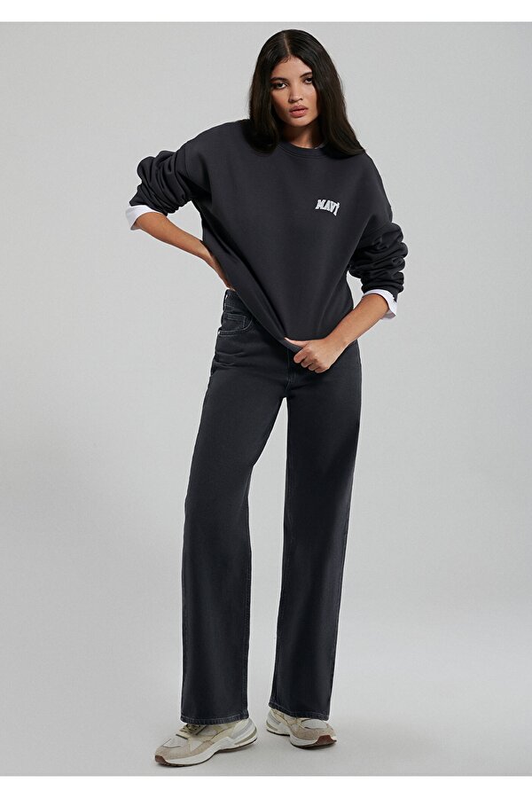 Logo Baskılı Antrasit Sweatshirt
