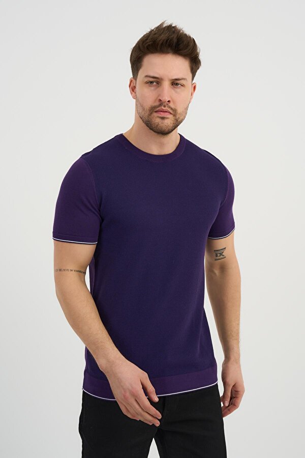 ALEXANDERGARDI Bisiklet Yaka Kolları Şeritli Triko T-shirt (1243)