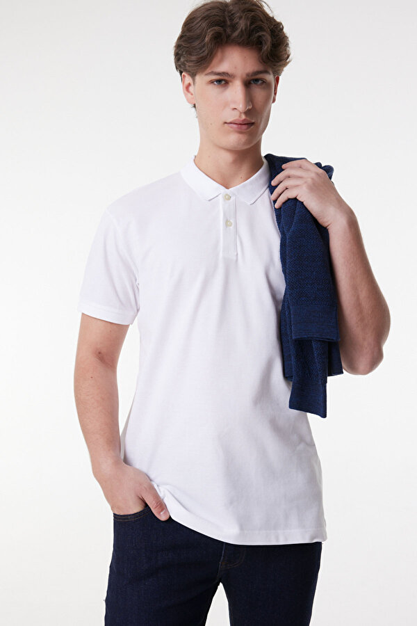 Polo T-shirt Beyaz Erkek Kısa Kol T-Shirt
