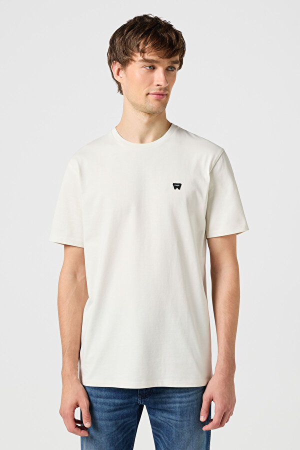 Bisiklet Yaka T-shirt Beyaz Erkek Kısa Kol T-Shirt