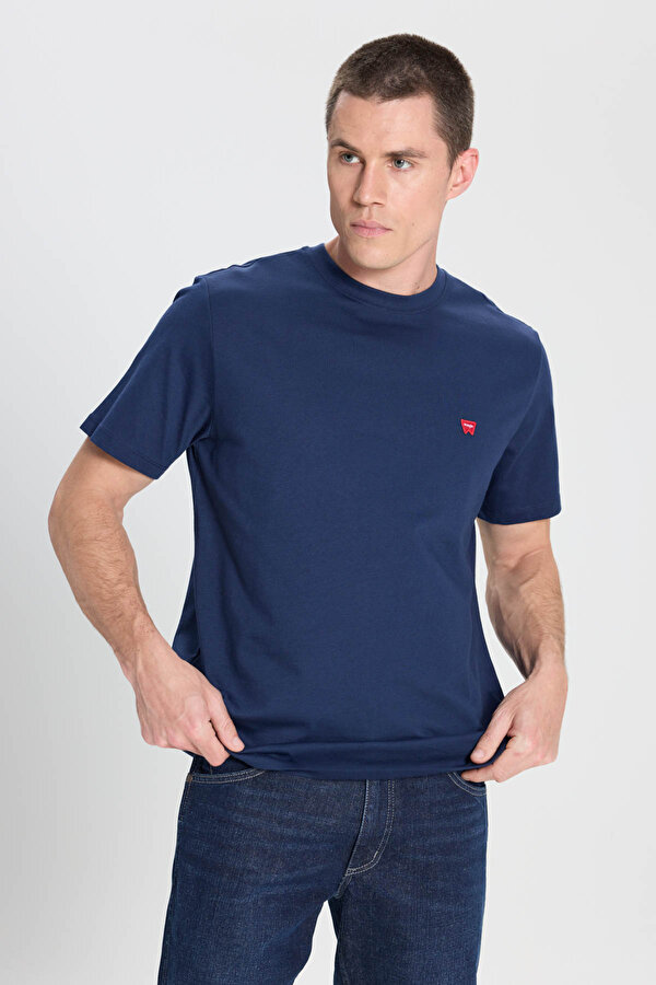 Bisiklet Yaka T-shirt Lacivert Erkek Kısa Kol T-Shirt