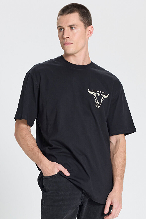 Loose Fit T-shirt Siyah Erkek Kısa Kol T-Shirt