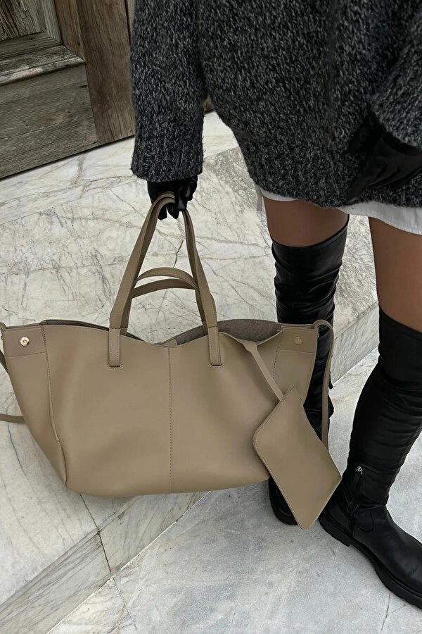 Rovena Büyük Boy, Mıknatıslı, Ek Cüzdanlı Kadın Omuz Çantası BP-4846O