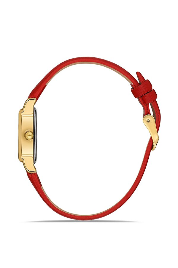 Klasik Romen Rakamlı Deri Kordon Kadın Kol Saati Kırmızı Gold Renk Pl-1517b5x