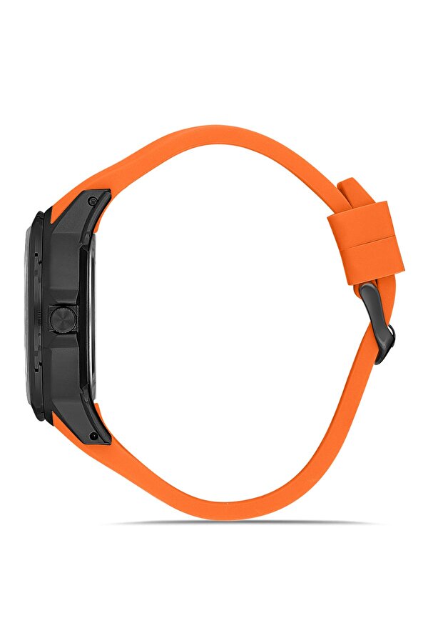 Kauçuk Kordon Metal Kasa Erkek Kol Saati Turuncu Siyah Renk PL-0974E7x