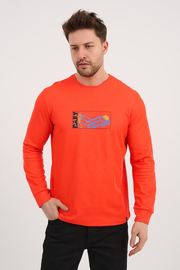ALEXANDERGARDI Bisiklet Yaka Baskılı Uzun Kollu Sweatshirt (E25-724A)