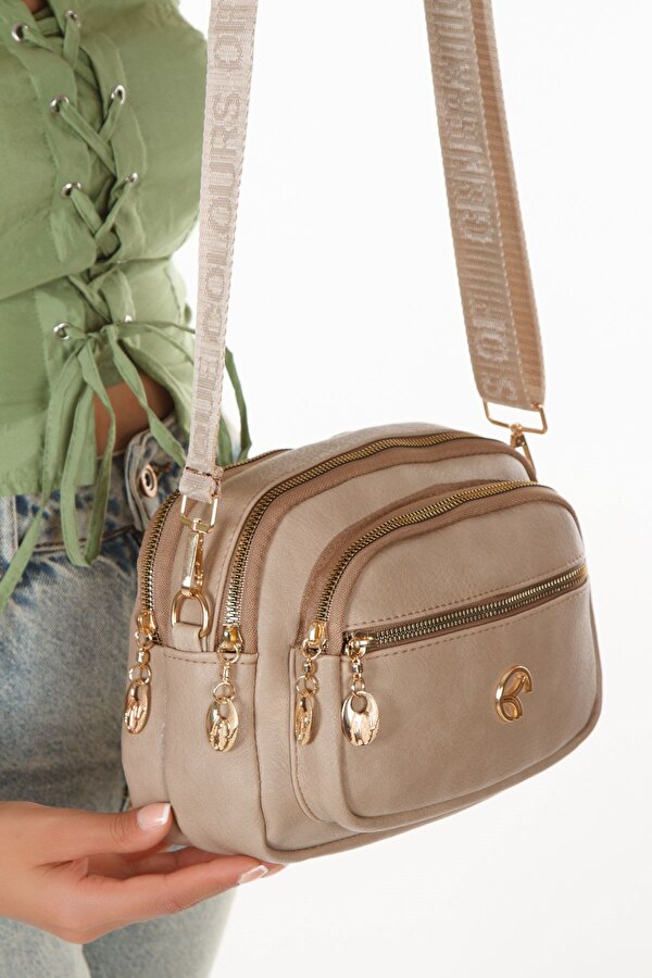 Kadın Çapraz Askılı Günlük Vizon Ve Bordo Omuz Çantası 2 Adet