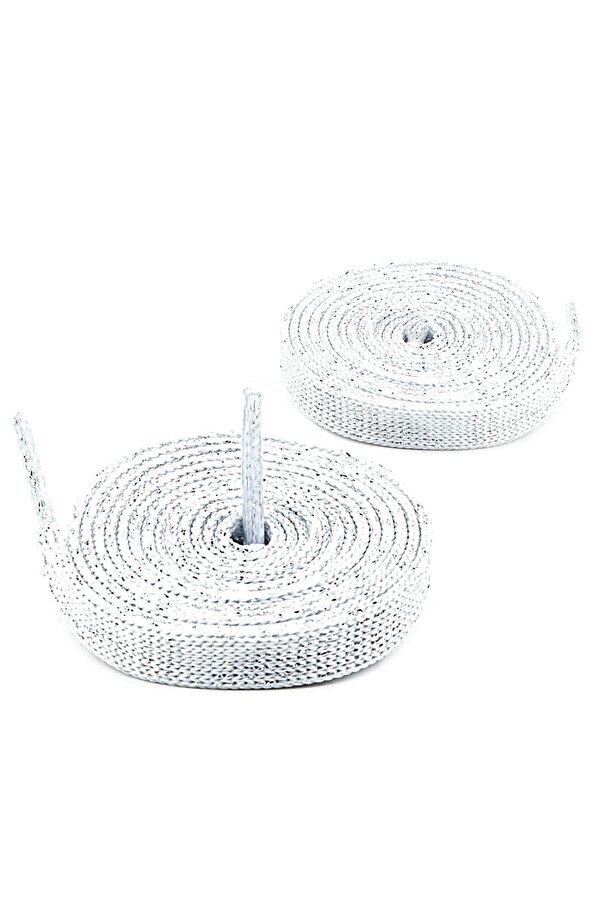 Beyaz Simli 1 cm Kalınlığında 1 Çift 100 Cm Yassı Spor Ayakkabı Bağcığı