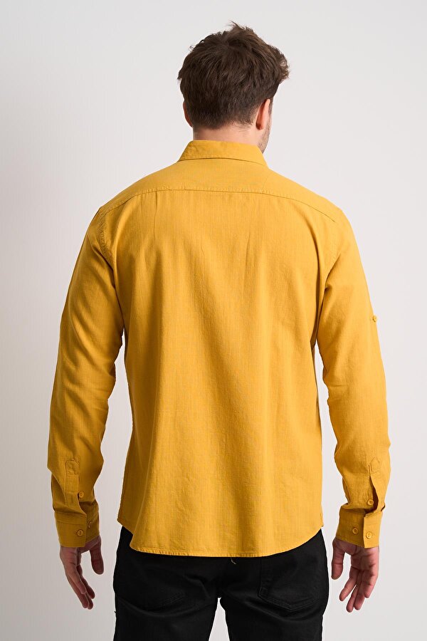 ALEXANDERGARDI Uzun Kollu Katlanabilir Kol Erkek Keten Gömlek (EG-1842-02)