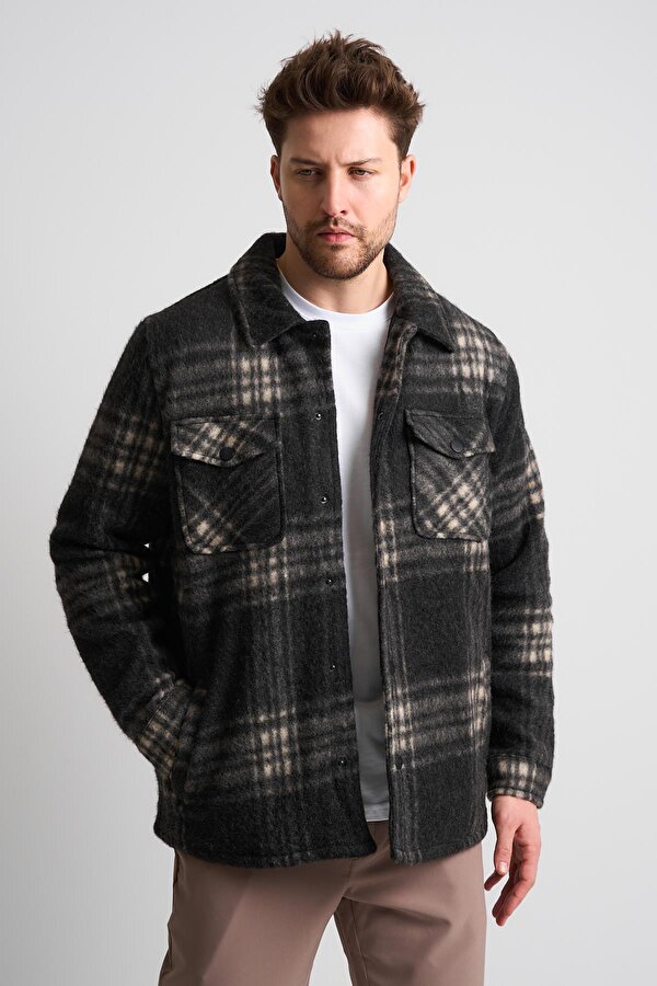 ALEXANDERGARDI İçi Astarlı Cep Detaylı Ekose Desenli Yünlü Ceket