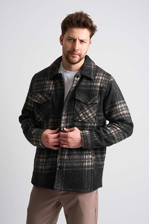 ALEXANDERGARDI İçi Astarlı Cep Detaylı Ekose Desenli Yünlü Ceket