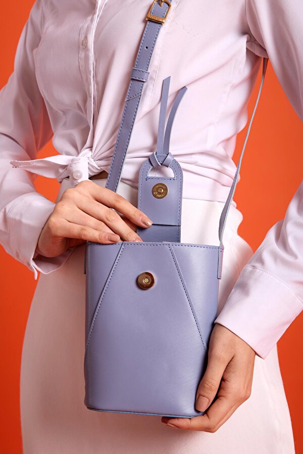 Bakü Ayarlanabilir Omuz Askılı Mıknatıs Kapamalı Telefonluk Kadın Omuz Çantası Bebe Mavisi