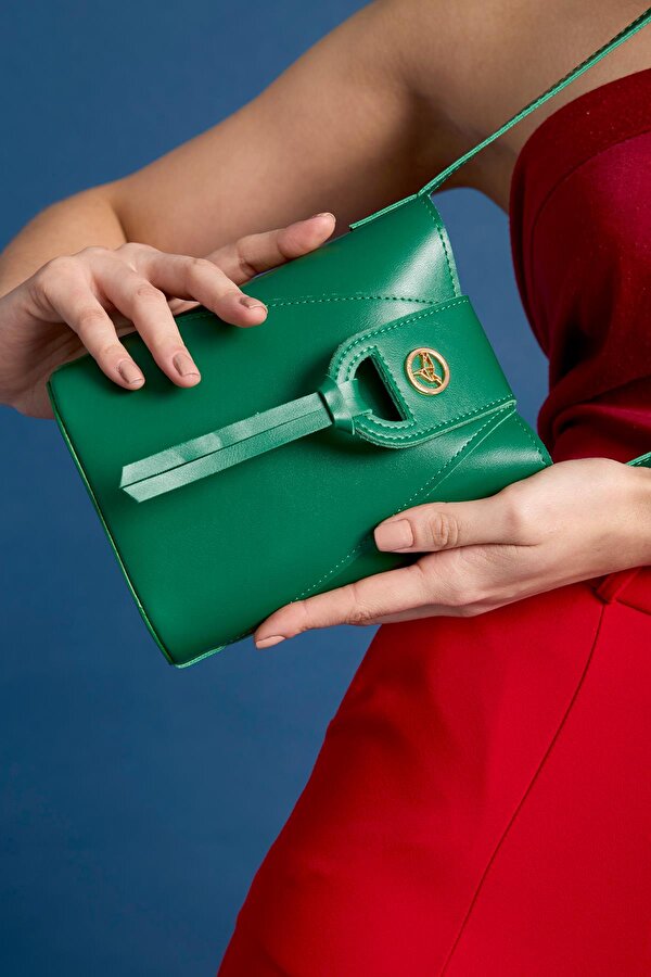 Bakü Ayarlanabilir Omuz Askılı Mıknatıs Kapamalı Telefonluk Kadın Omuz Çantası Yeşil