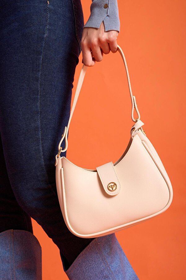 Larissa Mıknatıs Kapaklı Yavru Cüzdanlı Kadın Omuz ve Kol Çantası Bej