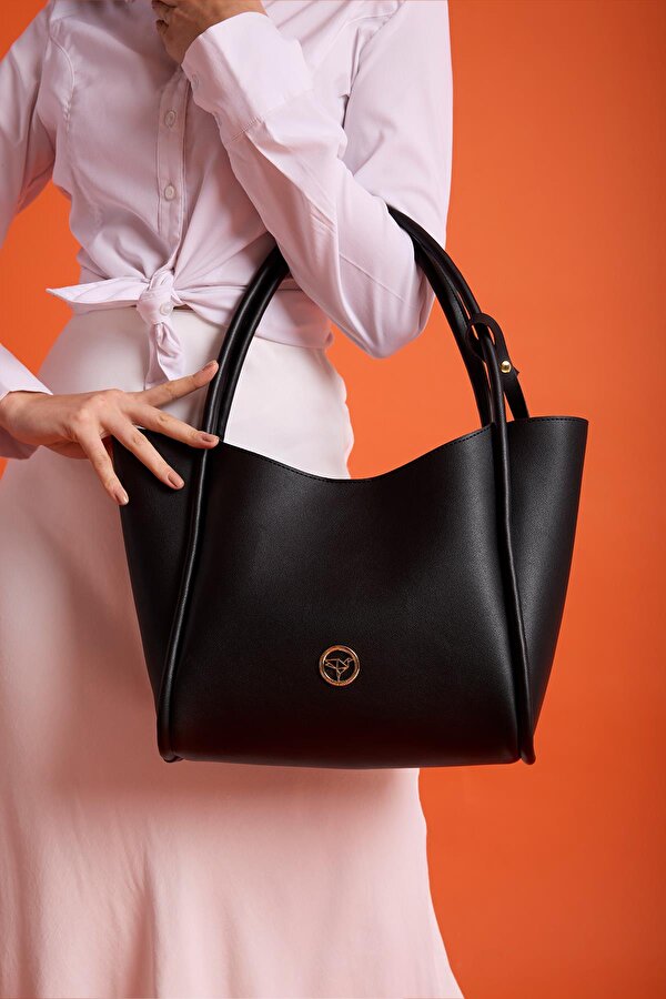 Athens Yavru Cüzdanlı Geniş Bölmeli Mıknatıs Kapamalı Kadın Omuz ve Kol Çantası Siyah