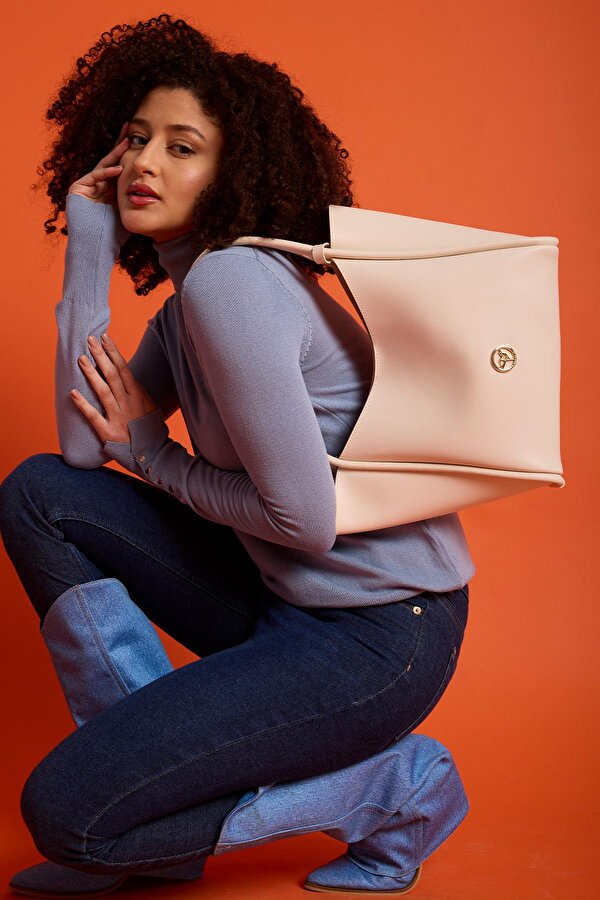 Athens Yavru Cüzdanlı Geniş Bölmeli Mıknatıs Kapamalı Kadın Omuz ve Kol Çantası Bej