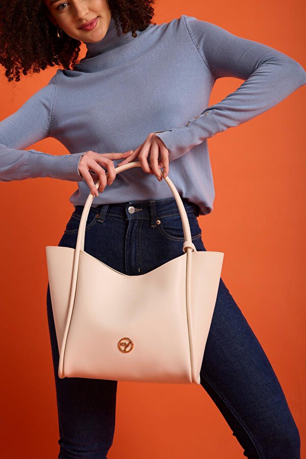 Athens Yavru Cüzdanlı Geniş Bölmeli Mıknatıs Kapamalı Kadın Omuz ve Kol Çantası Bej