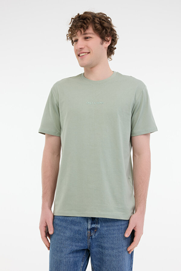 ONSLEVI LIFE REG TEXT SS Yeşil Erkek Kısa Kol T-Shirt