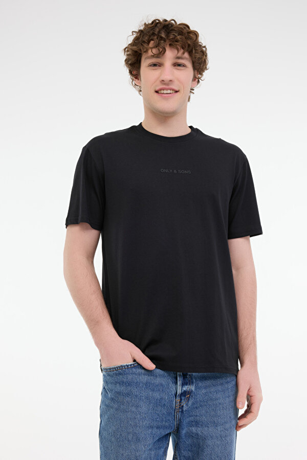 ONSLEVI LIFE REG TEXT SS Siyah Erkek Kısa Kol T-Shirt