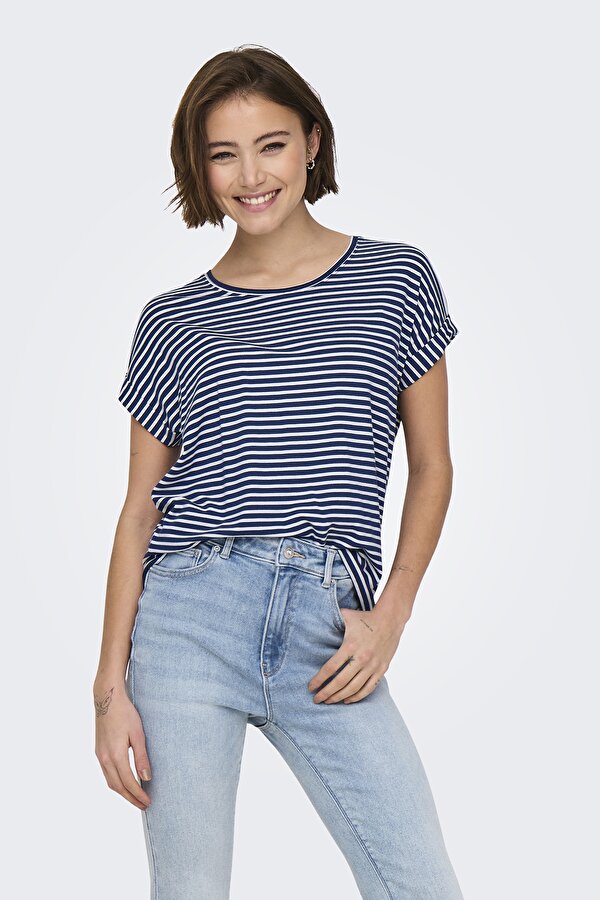 Bayan T Shirt 15206243 LACİVERT-KREM