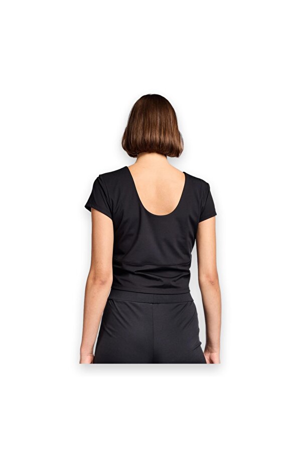 25B-2056 Kısa Kol T Siyah Kadın T-Shirt
