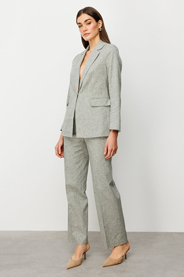 Kadın Tek Düğmeli Kapaklı Ceket 4062 Oliv