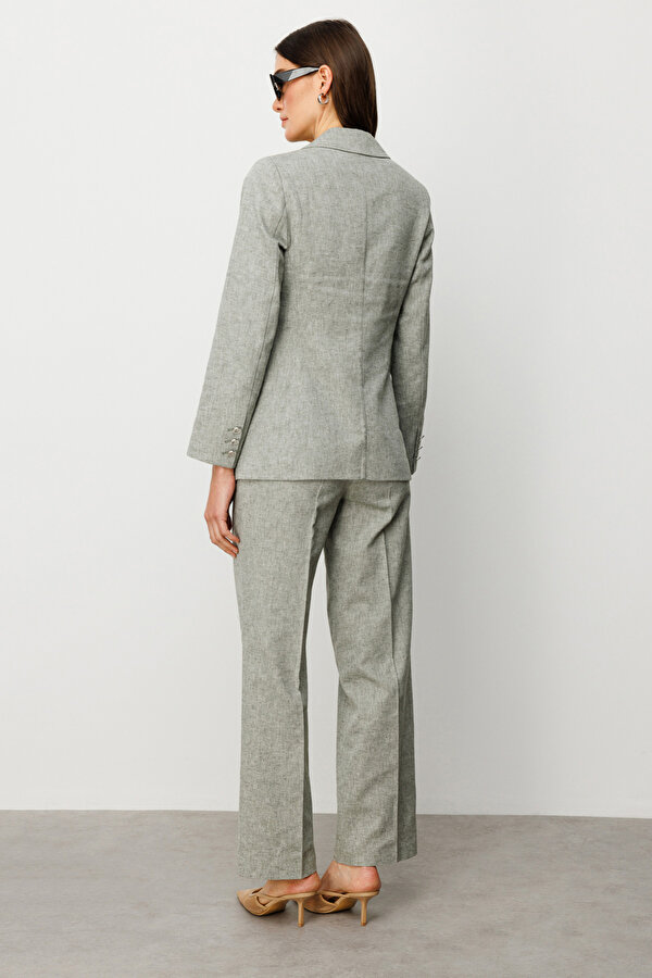 Kadın Tek Düğmeli Kapaklı Ceket 4062 Oliv