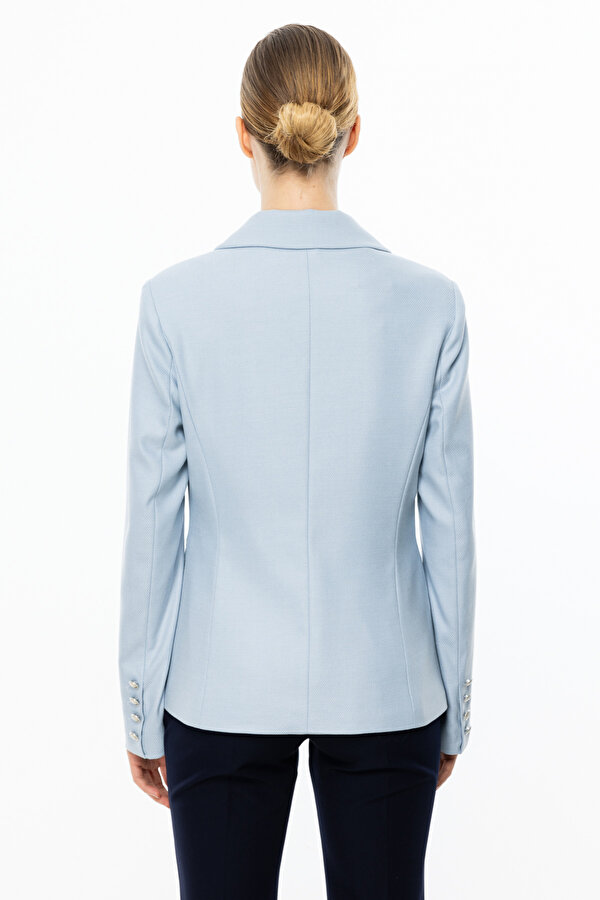 Kadın Kruvaze Düğmeli Ceket 4082 Mavi