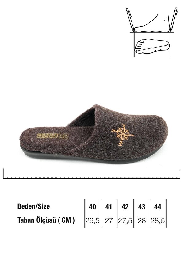 15339 Kışlık Erkek Keçe Çıkarılabilir Taban Misafir Ev Bahçe Terlik