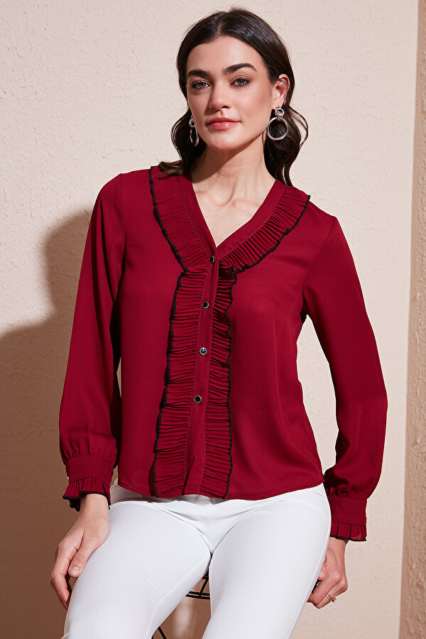 Bayan Gömlek 611GO00341 BORDO