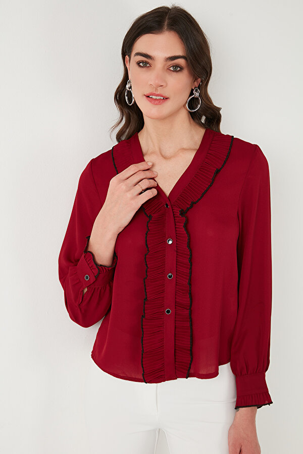 Bayan Gömlek 611GO00341 BORDO